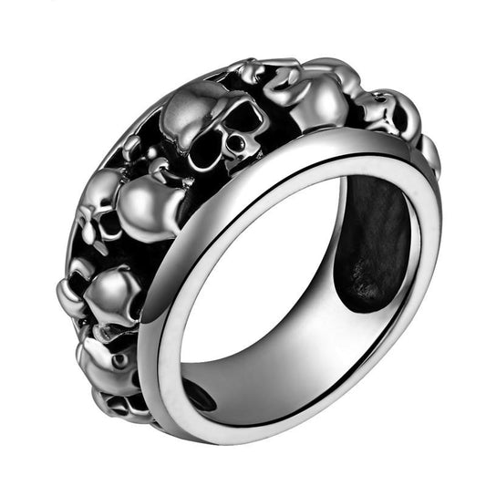 Gothic Silver Skulls 925 Sterling Silver Vintage Cool Punk Style Ring-Gothic Rings-Innovato Design-7-Innovato Design
