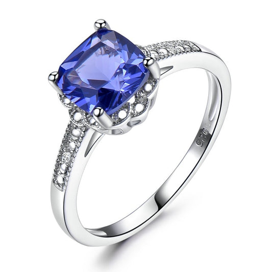 Tanzanite or Sapphire and Cubic Zirconia 925 Sterling Silver Romantic Wedding Ring-Rings-Innovato Design-9-Tanzanite-Innovato Design