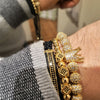 3-Piece Crown, 8mm Micro Pave Cubic Zirconia Ball and Beads Hip-Hop Charm Bracelet-Bracelets-Innovato Design-Gold-Innovato Design
