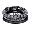 3-Piece Crown, 8mm Micro Pave Cubic Zirconia Ball and Beads Hip-Hop Charm Bracelet-Bracelets-Innovato Design-Gold-Innovato Design