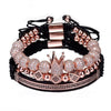 3-Piece Crown, 8mm Micro Pave Cubic Zirconia Ball and Beads Hip-Hop Charm Bracelet-Bracelets-Innovato Design-Rose Gold-Innovato Design