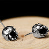 Skull Cubic Zirconia Eye 925 Sterling Silver Vintage Punk Rock Stud Earrings-Earrings-Innovato Design-Innovato Design