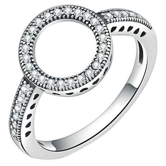 Rhinestone Halo and Cubic Zirconia Stainless Steel Fashion Wedding Ring-Rings-Innovato Design-9-Silver-Innovato Design