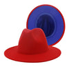 Patchwork Wool Felt Fedora Hat with Belt and Buckle-Hats-Innovato Design-Red Blue-L-Innovato Design