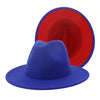 Patchwork Wool Felt Fedora Hat with Belt and Buckle-Hats-Innovato Design-Blue Red-L-Innovato Design