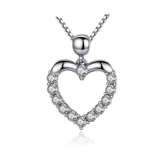 Cubic Zirconia Heart 925 Sterling Silver Fashion Pendant Necklace-Necklaces-Innovato Design-Innovato Design