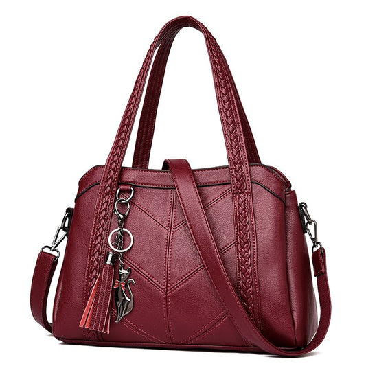 Luxury Tassel Genuine Leather Tote Bag, Shoulder Bag and Handbag-Handbags-Innovato Design-Purple-Innovato Design