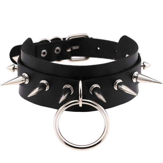 Spike Stud Choker Collar Leather Punk Rock Gothic Necklace-Necklace-Innovato Design-Black-Innovato Design