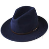 Luxury Unisex Wide Brim Vintage Australian Wool Felt Fedora Hat-Hats-Innovato Design-Navy Blue-L-Innovato Design