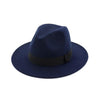 Classic Wide Brim Woolen Fedora Panama Sun Hat-Hats-Innovato Design-Navy Blue-Innovato Design
