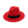 Classic Wide Brim Woolen Fedora Panama Sun Hat-Hats-Innovato Design-Red-Innovato Design