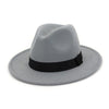 Classic Wide Brim Woolen Fedora Panama Sun Hat-Hats-Innovato Design-Light Grey-Innovato Design