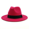 Classic Wide Brim Woolen Fedora Panama Sun Hat-Hats-Innovato Design-Rose Red-Innovato Design
