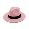 Classic Wide Brim Woolen Fedora Panama Sun Hat-Hats-Innovato Design-Pink-Innovato Design