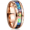 8mm Abalone Shell Inlay Multi-Faceted Stainless Steel Wedding Band-Rings-Innovato Design-7-Gold-Innovato Design