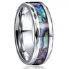 8mm Abalone Shell Inlay Multi-Faceted Stainless Steel Wedding Band-Rings-Innovato Design-7-Silver-Innovato Design