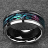 8mm Abalone Shell Inlay Beveled Stainless Steel Wedding Ring-Rings-Innovato Design-7-Innovato Design