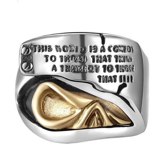 Golden Skull Ear Signet 925 Sterling Silver Punk Rock Biker Ring-Rings-Innovato Design-7-Innovato Design