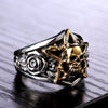 Gothic Gold-Plated Skull Star 925 Sterling Silver Vintage Punk Biker Ring-Rings-Innovato Design-7-Innovato Design