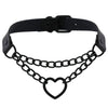 Black Heart Chain Link Collar Choker Leather Gothic Punk Harajuku Necklace-Necklace-Innovato Design-Black-Innovato Design