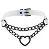 Black Heart Chain Link Collar Choker Leather Gothic Punk Harajuku Necklace-Necklace-Innovato Design-White-Innovato Design