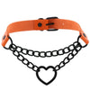 Black Heart Chain Link Collar Choker Leather Gothic Punk Harajuku Necklace-Necklace-Innovato Design-Orange-Innovato Design