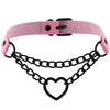 Black Heart Chain Link Collar Choker Leather Gothic Punk Harajuku Necklace-Necklace-Innovato Design-Pink-Innovato Design