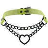 Black Heart Chain Link Collar Choker Leather Gothic Punk Harajuku Necklace-Necklace-Innovato Design-Green-Innovato Design