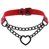Black Heart Chain Link Collar Choker Leather Gothic Punk Harajuku Necklace-Necklace-Innovato Design-Red-Innovato Design