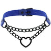 Black Heart Chain Link Collar Choker Leather Gothic Punk Harajuku Necklace-Necklace-Innovato Design-Blue-Innovato Design