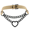 Black Heart Chain Link Collar Choker Leather Gothic Punk Harajuku Necklace-Necklace-Innovato Design-Nude-Innovato Design