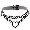 Black Heart Chain Link Collar Choker Leather Gothic Punk Harajuku Necklace-Necklace-Innovato Design-Gray-Innovato Design