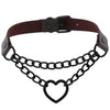 Black Heart Chain Link Collar Choker Leather Gothic Punk Harajuku Necklace-Necklace-Innovato Design-Coffee-Innovato Design