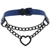 Black Heart Chain Link Collar Choker Leather Gothic Punk Harajuku Necklace-Necklace-Innovato Design-Dark Blue-Innovato Design