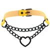 Black Heart Chain Link Collar Choker Leather Gothic Punk Harajuku Necklace-Necklace-Innovato Design-Yellow-Innovato Design