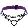 Black Heart Chain Link Collar Choker Leather Gothic Punk Harajuku Necklace-Necklace-Innovato Design-Purple-Innovato Design