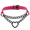 Black Heart Chain Link Collar Choker Leather Gothic Punk Harajuku Necklace-Necklace-Innovato Design-Rose-Innovato Design