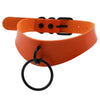 Adjustable Black Metal Ring Choker Collar Leather Gothic Punk Harajuku Necklace-Necklace-Innovato Design-Orange-Innovato Design