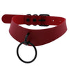 Adjustable Black Metal Ring Choker Collar Leather Gothic Punk Harajuku Necklace-Necklace-Innovato Design-Red-Innovato Design