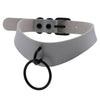 Adjustable Black Metal Ring Choker Collar Leather Gothic Punk Harajuku Necklace-Necklace-Innovato Design-Gray-Innovato Design
