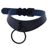 Adjustable Black Metal Ring Choker Collar Leather Gothic Punk Harajuku Necklace-Necklace-Innovato Design-Dark Blue-Innovato Design