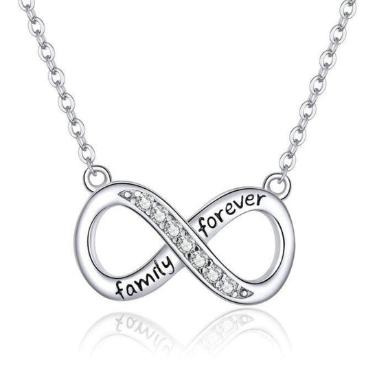 "Family Forever" Cubic Zirconia Infinity Design 925 Sterling Silver Fashion Pendant Necklace-Necklaces-Innovato Design-Innovato Design