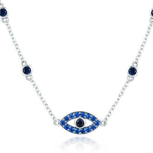 Lucky Eye 925 Sterling Silver Fashion Vintage Pendant Necklace-Necklaces-Innovato Design-Innovato Design