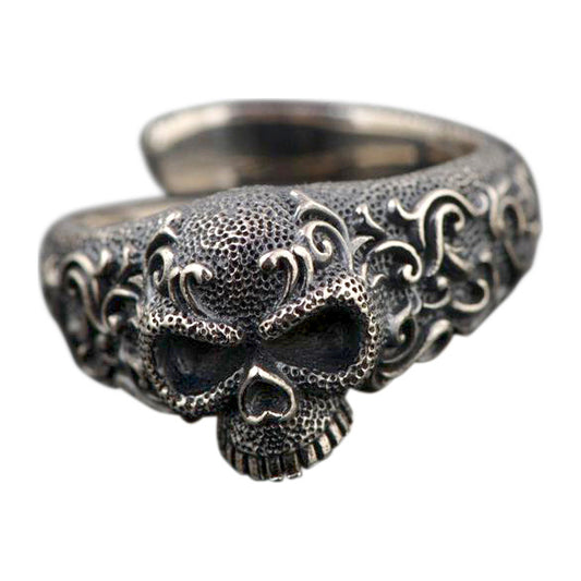 Gothic Punk Skull 925 Sterling Silver Resizable Vintage Ring-Rings-Innovato Design-Innovato Design