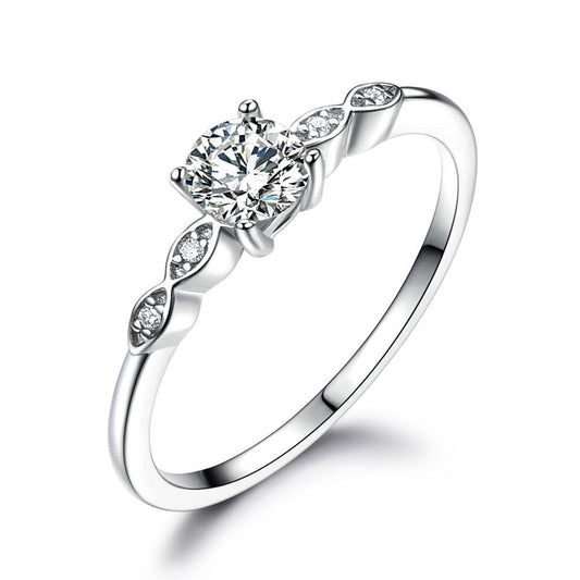 Round Cut Cubic Zirconia 925 Sterling Silver Wedding Ring-Rings-Innovato Design-5-Innovato Design