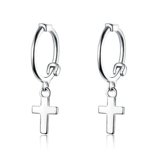 Cross 925 Sterling Silver Vintage Wedding Drop Earrings-Earrings-Innovato Design-Innovato Design