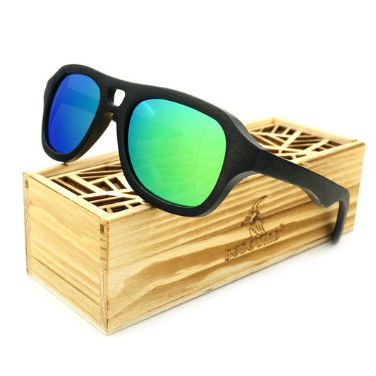 Bobo Bird Luxury Men’s Bamboo Wooden Sunglasses-wooden sunglasses-Innovato Design-Green-Innovato Design