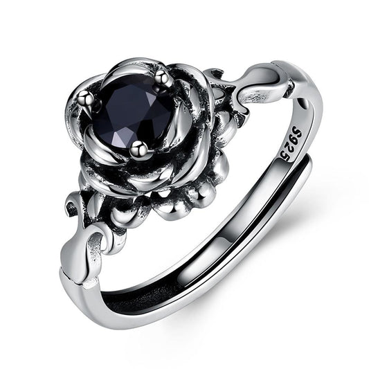 Creative Lotus Design and Cubic Zirconia 925 Sterling Silver Adjustable Fashion Ring-Rings-Innovato Design-Innovato Design