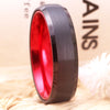 6mm Brushed Matte Black and Red-Plated Tungsten Wedding Ring-Rings-Innovato Design-6-Innovato Design