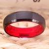6mm Brushed Matte Black and Red-Plated Tungsten Wedding Ring-Rings-Innovato Design-6-Innovato Design